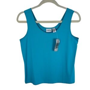 Chico's NWT Blue Nylon Scoop Neck Stretchy Lightweight Tank Top Size Medium